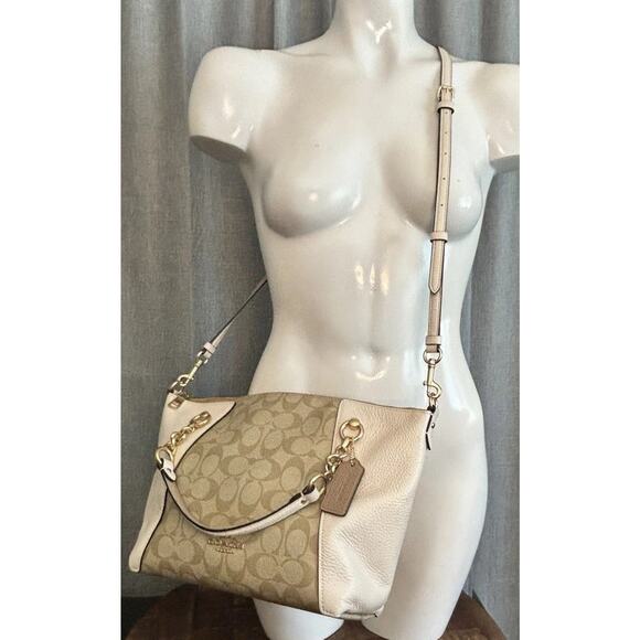 Coach Kacey Satchel Colorblock/Blocked Signature Canvas - Picture 15 of 16